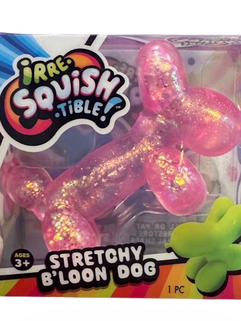 IRRE-SQUIS-TIBLE Stretchy Balloon Dog - Pink Glitter